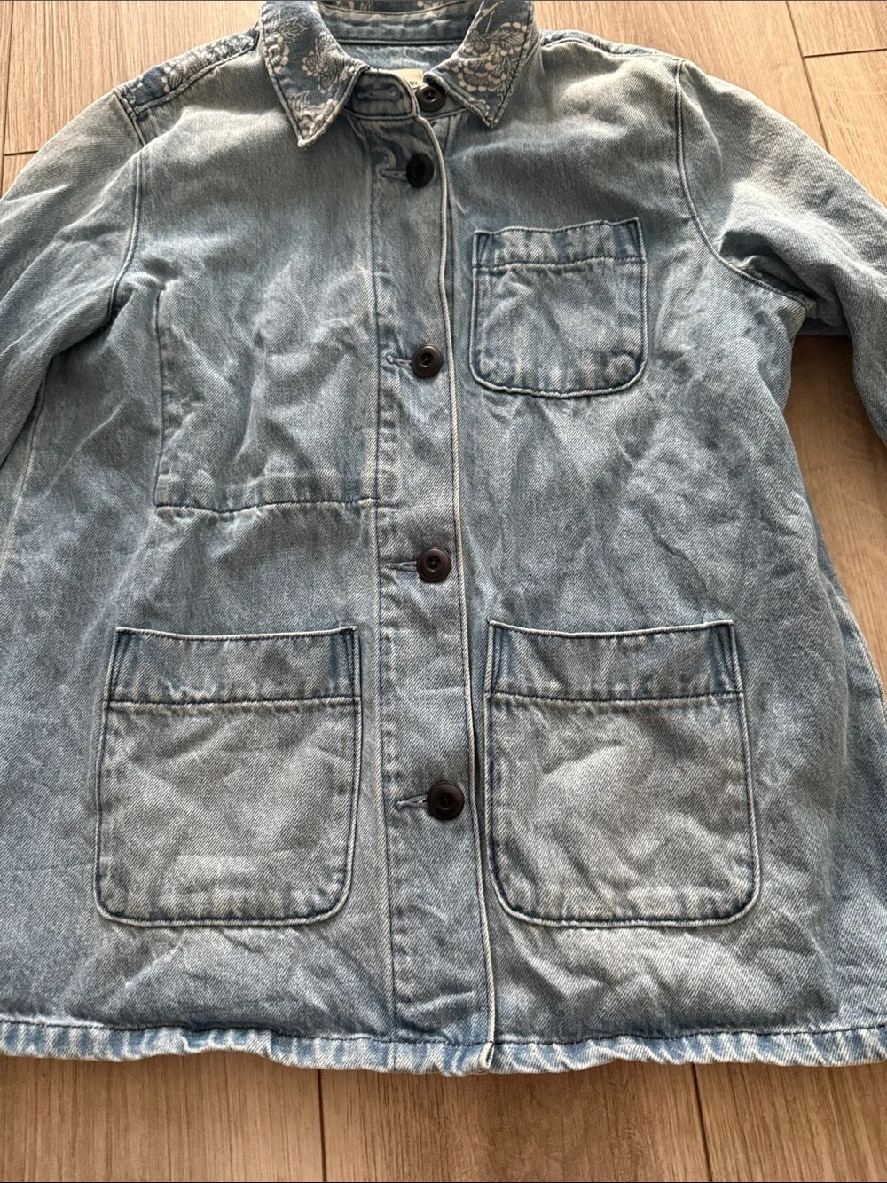 J.Crew Women’s denim chore jacket paisley bandana pattern button down XS